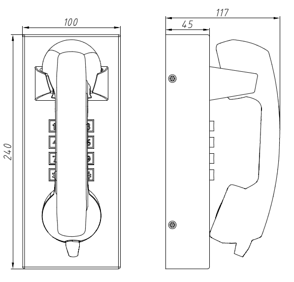 Drawing Telefono Antivandalico JR202-FK frente